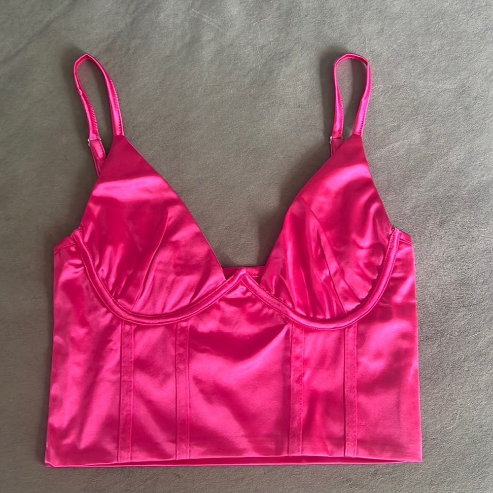 Silk Pink Corset Crop Top